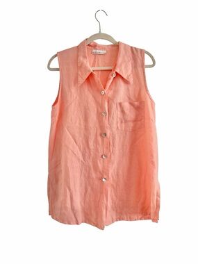 Vintage Bryn Walker 100% Linen Button Front Sleeveless Top Small